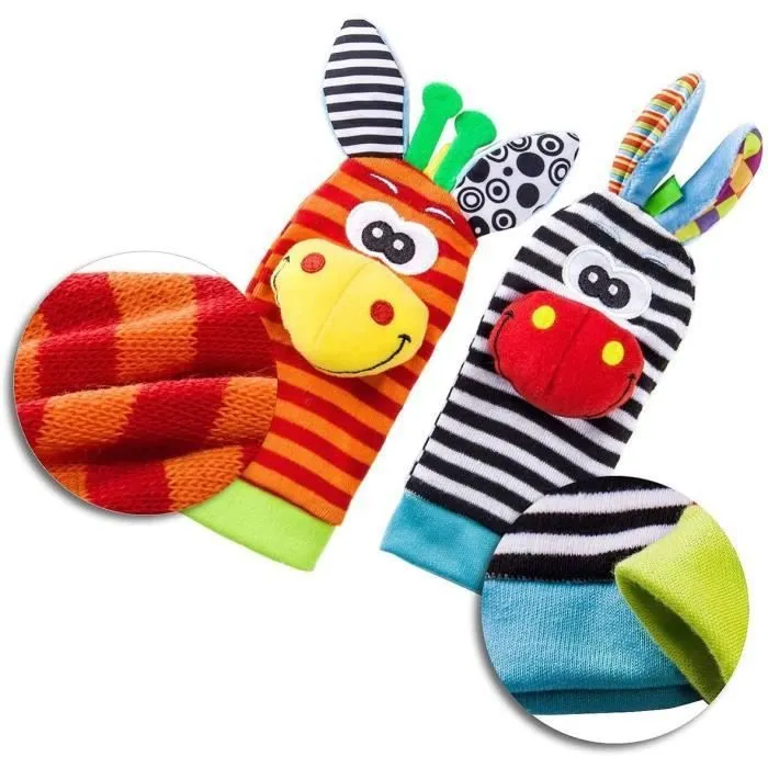 Hochet bébé - jouet eveil bebe montessori - Chaussette bracelet bébé - 0 à 6 Mois-2