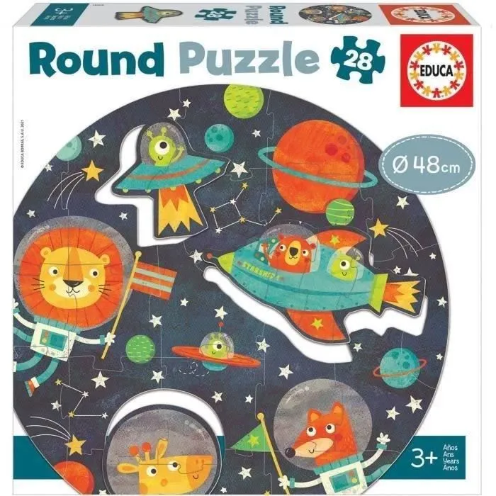 Puzzle rond l'espace 28 pcs - EDUCA - Science et espace - Orange - Espagne-0