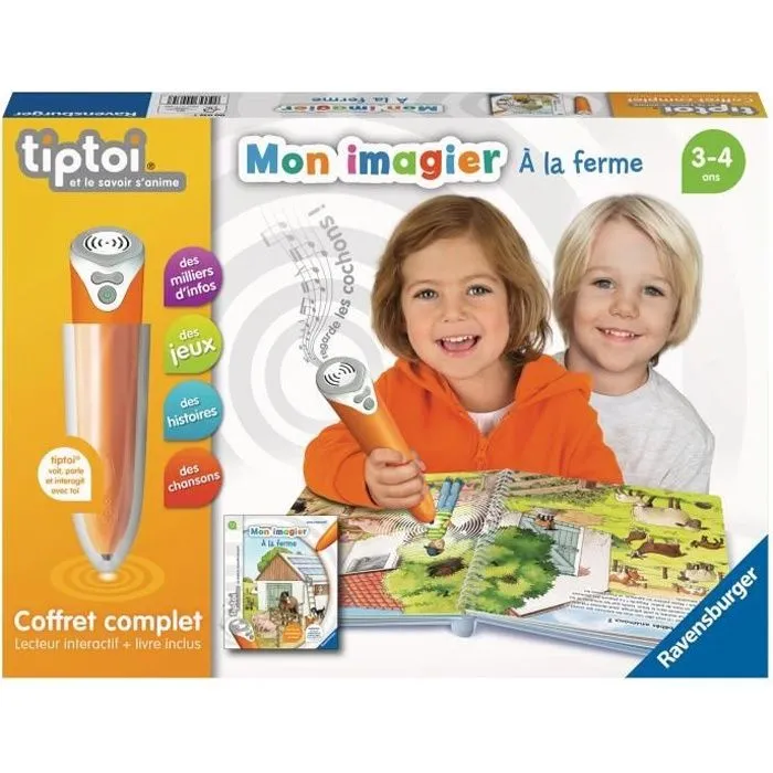 tiptoi® - Coffret complet lecteur interactif + Livre Imagier A la ferme - Ravensburger - Jeu électronique éducatif - Dès 3 ans-0