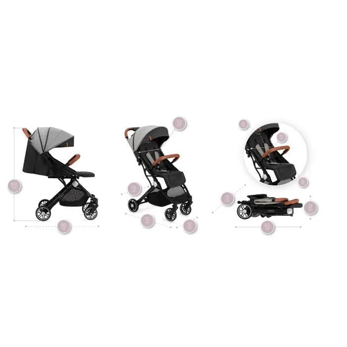 Poussette bébé citadine ultra compacte MOMI Estelle - Gris - De 0 à 36 mois - Jusqu'à 15kg - Dossier inclinable-3