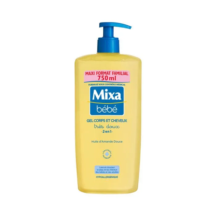 Lot de 6 - Mixa Bébé Gel très doux 2 en 1 corps et cheveux 750ml-1