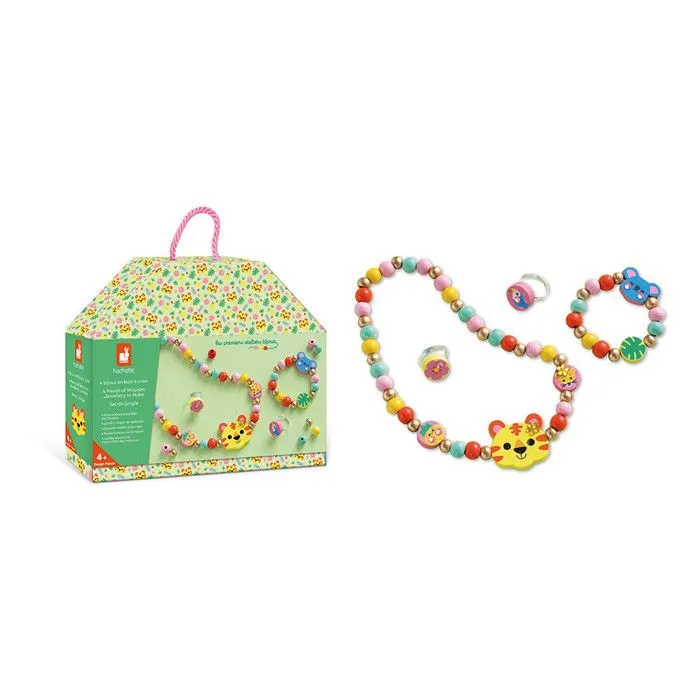 4 Bijoux en Bois à Créer Secret Jungle - Les Premiers Ateliers Bijoux - Création Bijoux DIY - Kit Loisir Créatif - Dès 4 ans-5