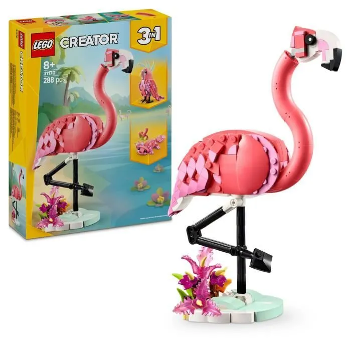 LEGO Creator 31170 3-en-1 Animaux sauvages : le flamant rose - Jouet pour fille dès 8 ans-0
