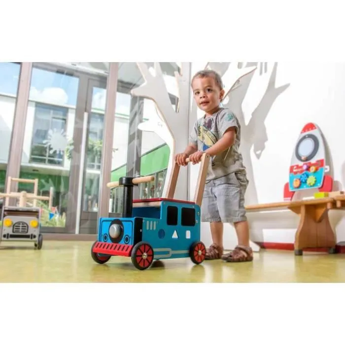 I'm toy - Porteur en bois pour bébé le petit train bleu - IM87571-2