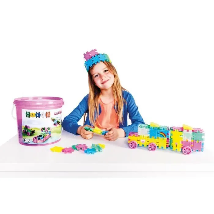 Jeu de construction Clics - Seau à paillettes - 133 clics - 42 accessoires - Jouets enfants STEM-1