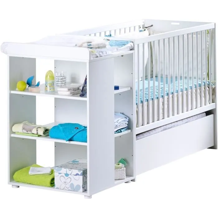 SAUTHON ELOI Lit Combiné 3 en 1 Évolutif 60 x 120 en 90x190 cm - Blanc-0