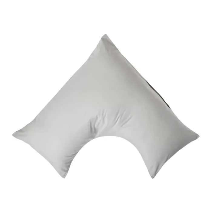 Taie d'oreiller - Coton Égyptien - Forme V - 200 fils - Hypoallergénique - Gris acier-0
