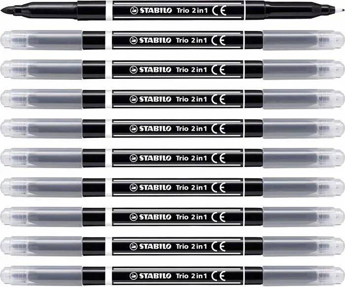 Feutres Stabilo - 223/46 - Lot de 10 Trio 2in1 Feutre et stylo 2 en 1 Noir-0
