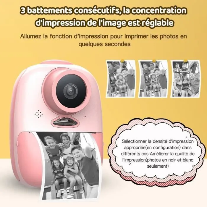 Appareil Photo pour Enfant PIMPIMSKY Impression Instantanée Photo chronométrée / HD /32G /3 rouleaux de papier d'impression-2