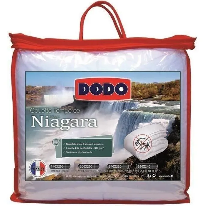 DODO Couette tempérée 300g/m² anti-acariens NIAGARA 240x260 cm blanc-0