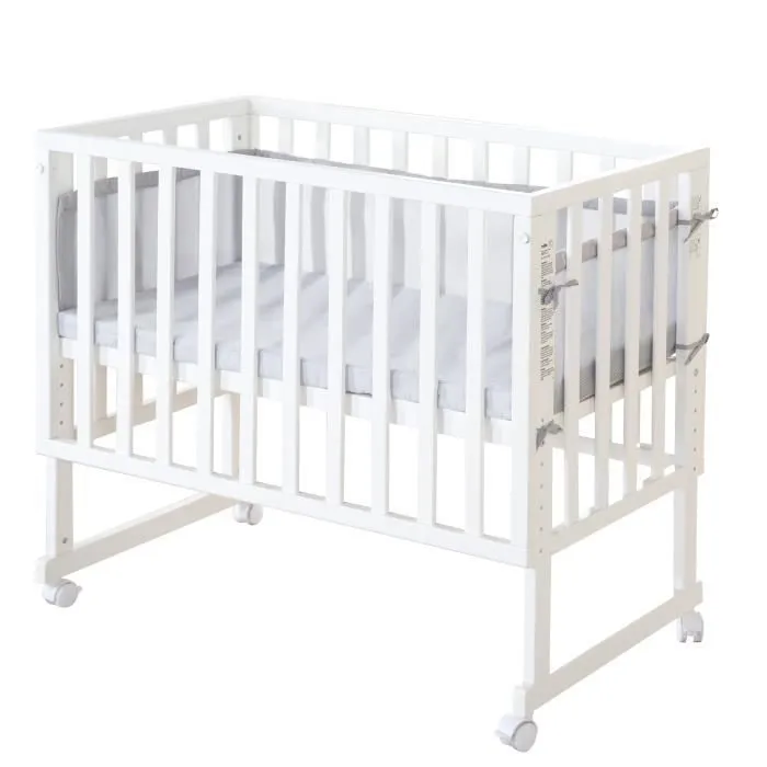 Berceau Cododo ROBA Style 3 en 1 avec barrière + matelas et tour de lit - Blanc-0