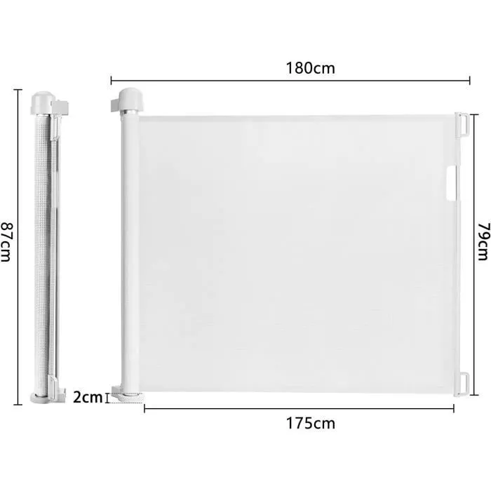 YUENFONG Barrière de protection pour escalier Extensible 0-180cm - Pour bébés et animaux domestiques, Blanc-1