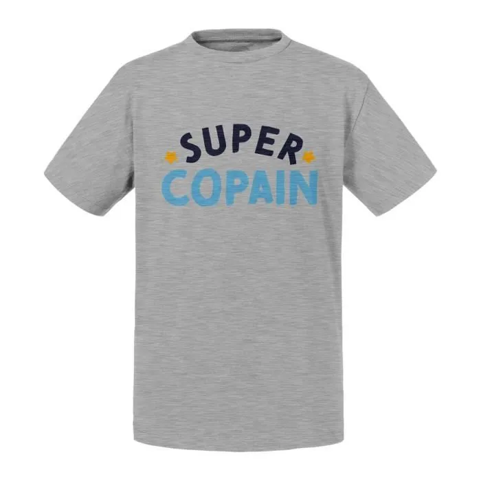 T-shirt Enfant Gris Super Copain Meilleur Ami Enfant-0