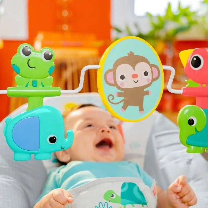 BRIGHT STARTS Transat bébé Animaux, Vibrations apaisantes, Arche d'éveil avec jouets interactifs-1