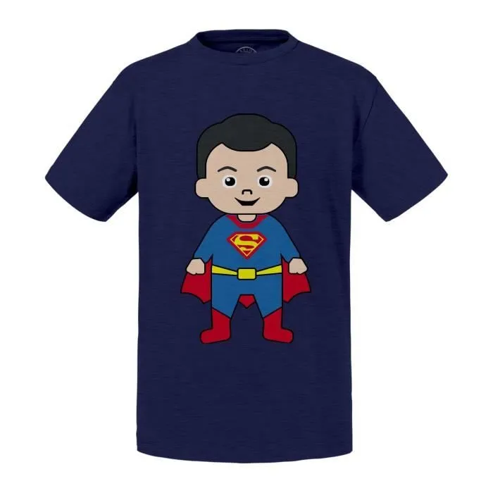 T-shirt Enfant Bleu Bébé Superman Dessin Mignon-0