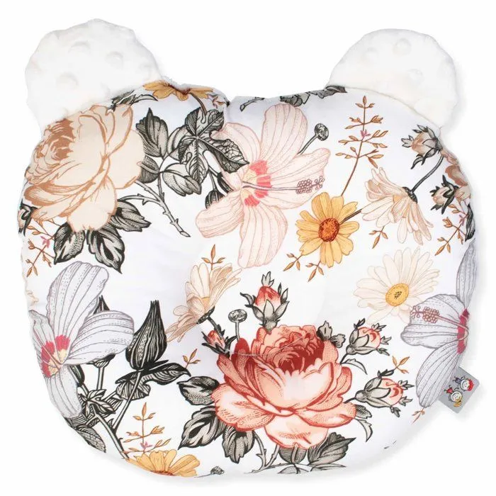 Coussin anti tête plate réversible en minky - Néo Vintage Écru - 30 cm x 25 cm-0