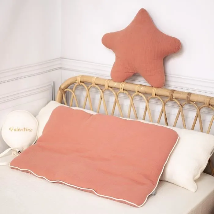 Housse en gaze de coton pour traversin plat Jeanne 160 cm Beige-3