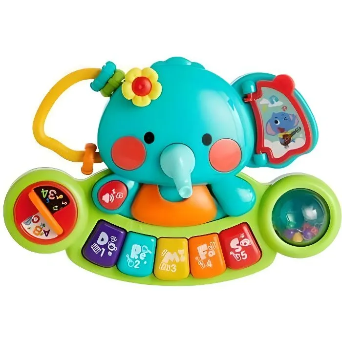 Jouet d'activite modele piano rigolo elephant - Bebe - Bleu-0