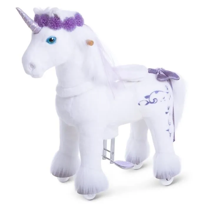 PonyCycle - Modèle X Licorne à Monter Trottinettes pour Enfants - Frein - Peluche Jouet Équitation Violette X41-0