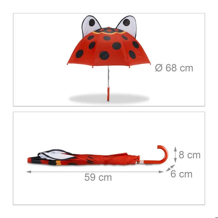 Parapluie pour enfants - RELAXDAYS - Motif coccinelle 3D - Rouge - Diamètre 68cm-3