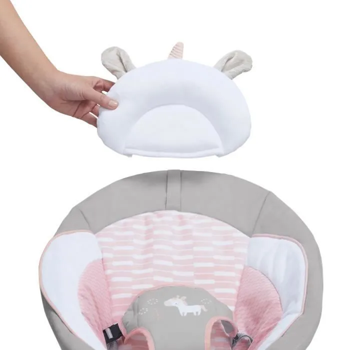 INGENUITY Transat bébé - Flora - Arche avec jouets d'éveil amovible, 8 Mélodies, Vibrations apaisantes, Cale tête évolutif-1