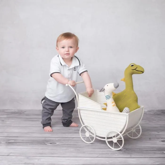 Peluche en coton tricot Dinosaure Vert Taille Unique-4