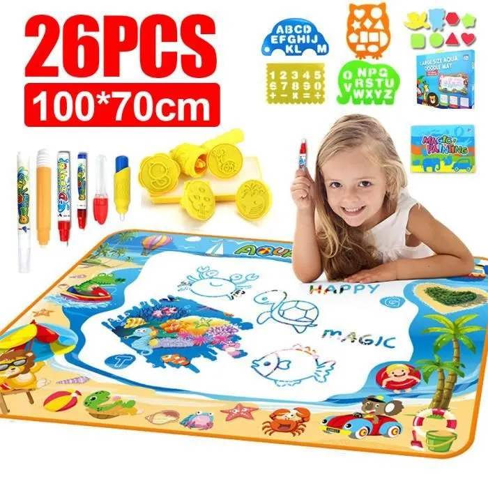 Tapis de Dessin,Tapis Doodle Mat Enfant, 100*70 cm-26pcs-0