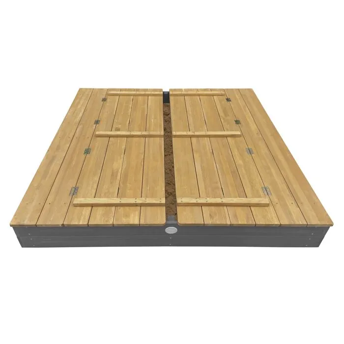 AXI Ella XXL Bac à Sable Enfant Gris & Marron | Bac à Sable pour Enfants en Bois FSC avec Couvercle & Banc | 150 x 150 cm-5