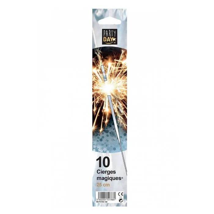 Cierges magiques - - 25cm - Décoration de fête - Lot de 10 - Utilisation intérieure - Étincelles-2