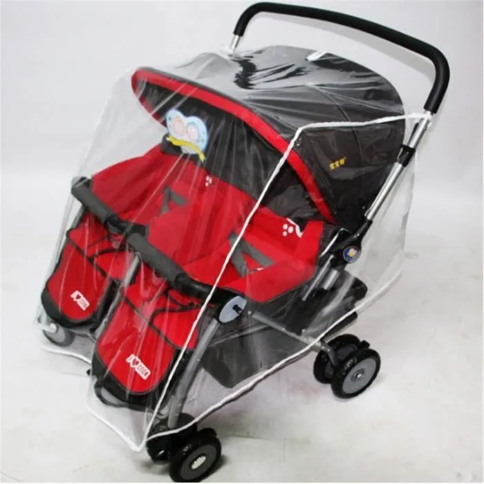 Habillage Universel Pluie pour Poussette DoubleHousse de Pluie Protection Habillage Antipluie Poussette Double (B:Siège gauch [441]-2