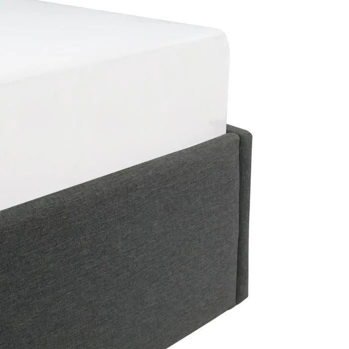ECLIPSE Lit adulte + coffre de journée - Tissu gris foncé - 160 x 200 cm-5