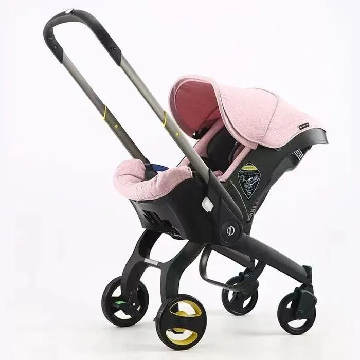BAZARLAND30.Poussette bébé 3 en 1 pour nouveau-né, système de voyage léger, chariot multifonction.rose-0