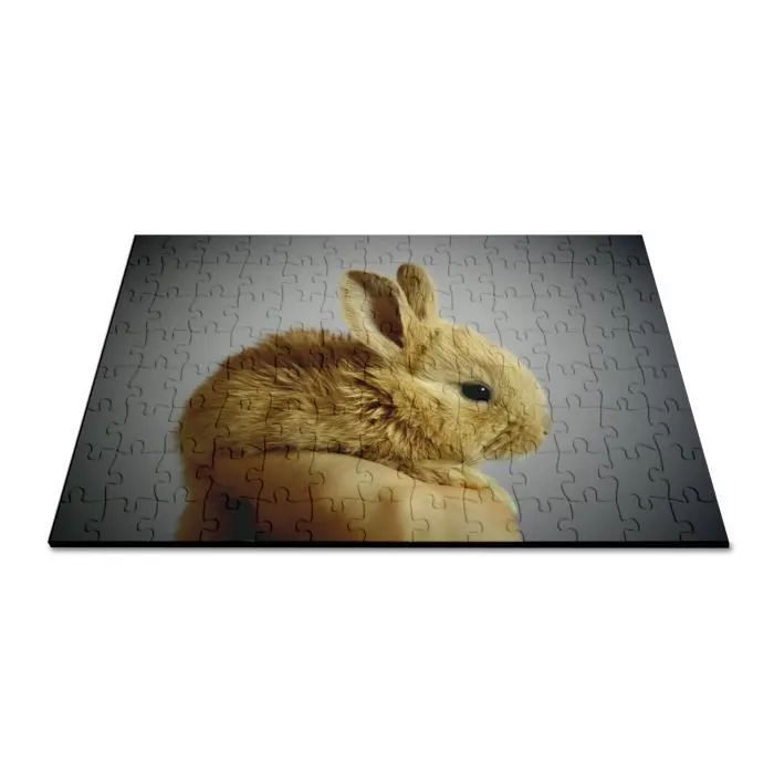 Puzzle Classique 100 pièces Lapin Nain Trop Mignon Poilu Beige Animal De Compagnie-2