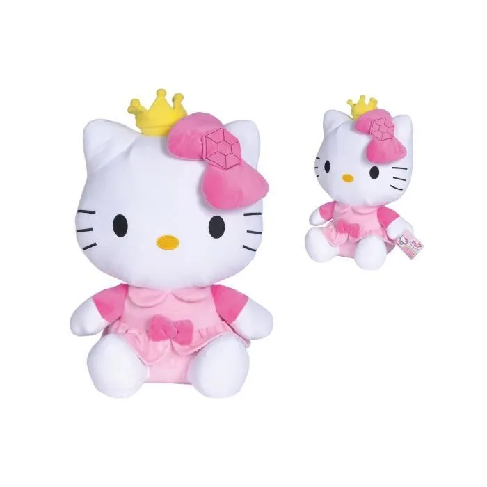 Peluche - SIMBA - Hello Kitty - Couronne et Gros N ud - Rose - 50cm-0
