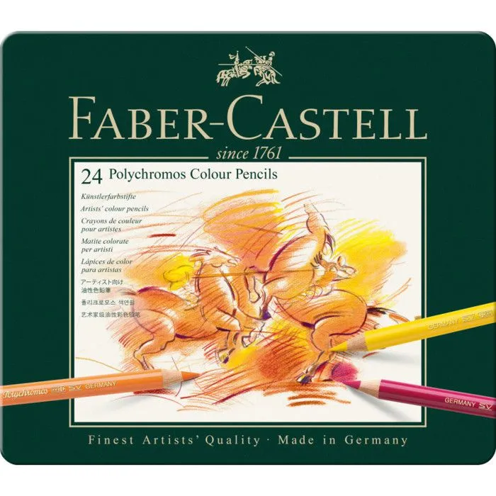 Crayons de couleur - FABER-CASTELL - Polychromos - Mine 3.8mm - Boîte métal 24-0