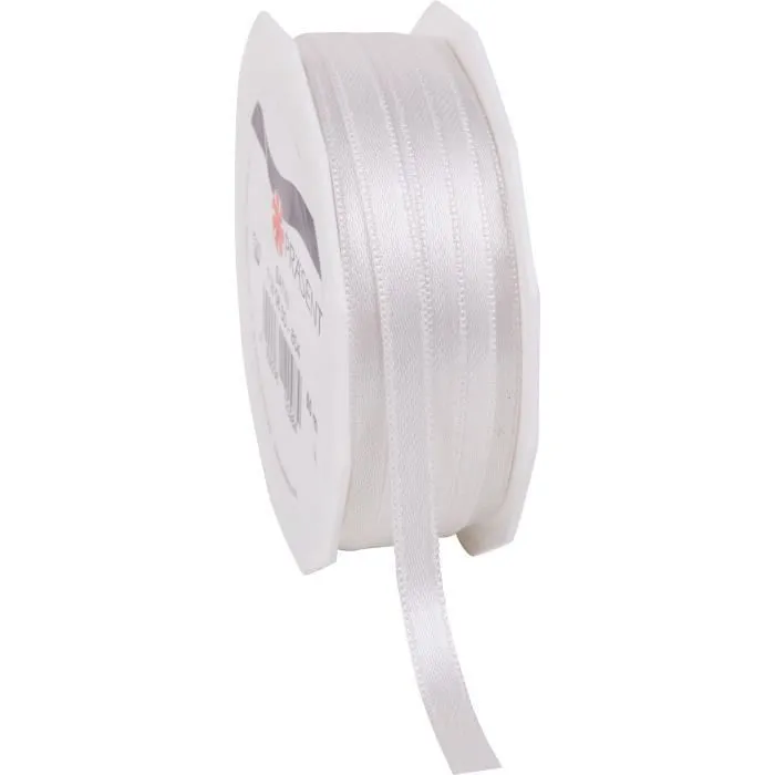 Ruban satin - Uni - Ivoire - 6 mm - 50 m - 100% polyester-0