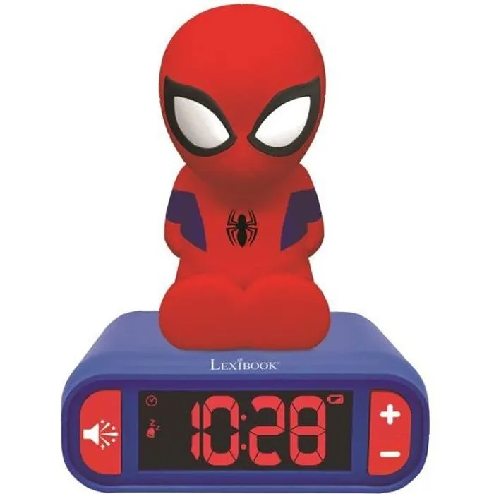 Réveil veilleuse digital LEXIBOOK - Spiderman - 3D lumineux et sonore - Rouge et bleu - Enfant-0