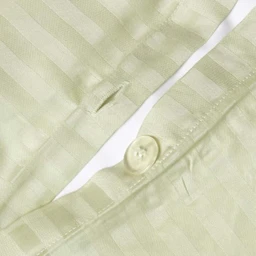 Housse de couette + taies d'oreiller rayées coton égyptien 330 fils Vert sauge 200 x 200 cm-1
