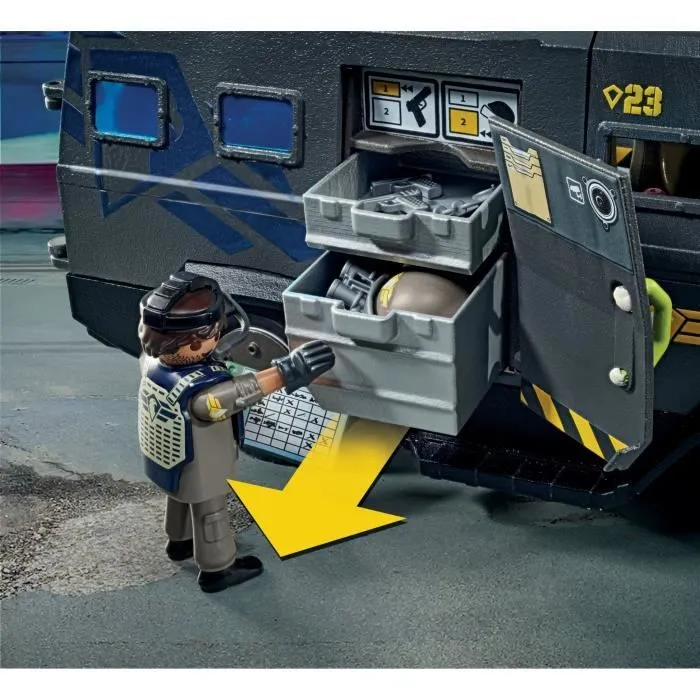PLAYMOBIL 71144 Véhicule d'intervention des forces spéciales, Les policiers, City Action, Unité d'élite, 73 pièces, Dès 5 ans-6