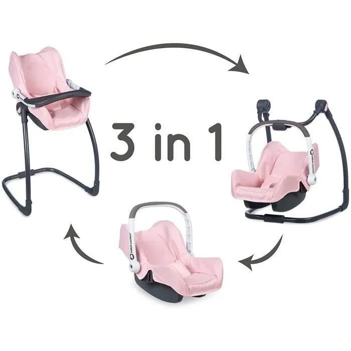 Smoby - Bébé Confort - Siège + Chaise Haute 3 en 1 - Pour Poupons et Poupées - Fonction Balancelle-0