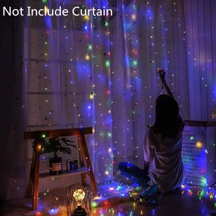 Guirlande Lumineuse Rideau - 300 LED - 8 Mode d'éclairage - 3 x 3 m(Multicolore)-1