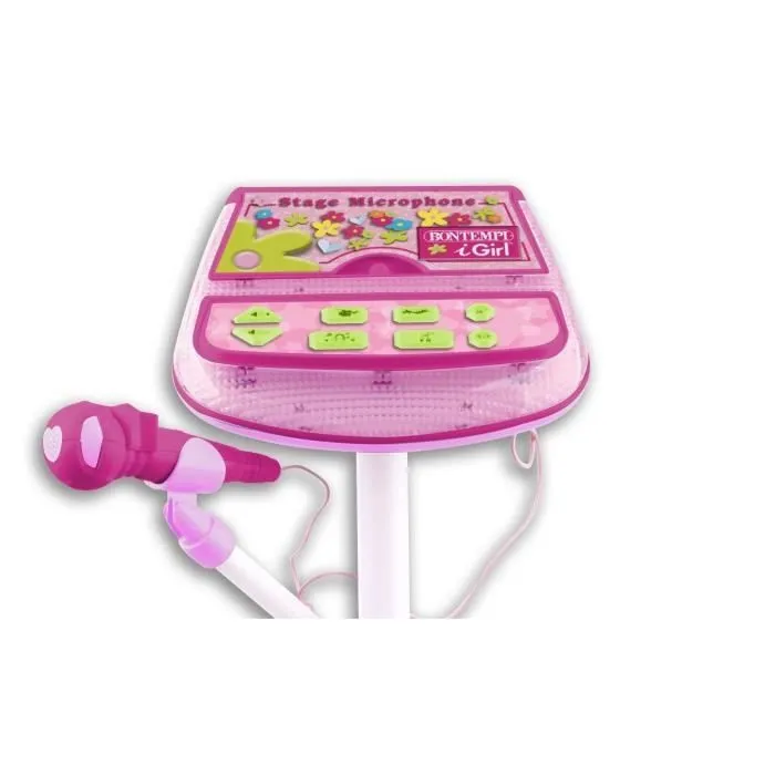 Jouet musical - BONTEMPI - Micro Connexion Mp3 - Effets sonores - 8 démos - Rose-1