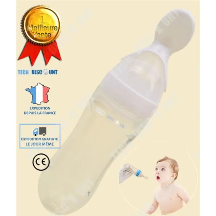 TD® biberon cuillere bebe cuisine lait magique 4+ nouveau né fille garçon maman silicone confort pour eau sauce grande contenance-0