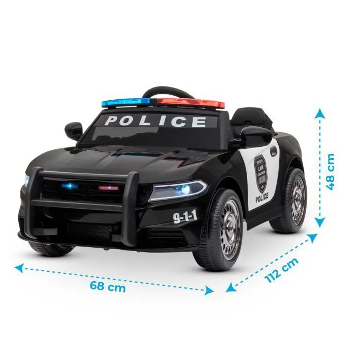 Voiture de police électrique 2x 30W - marche AV-AR, Gyrophares et Mégaphone-2