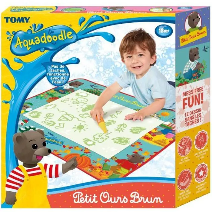 Tapis Aquadoodle - Petit Ours Brun - Dessin - 4 Saisons - Stylo à eau - Pinceau - Bac à eau-0