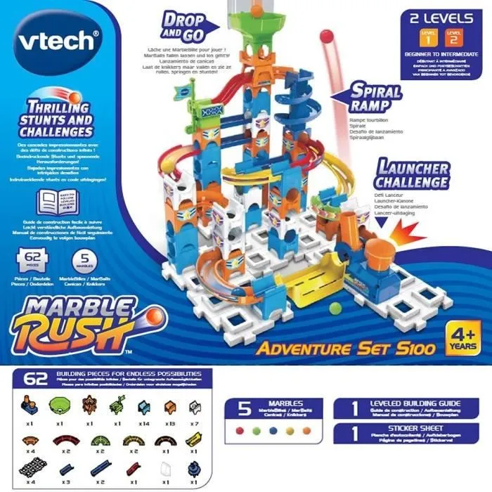 Circuit à billes VTECH Marble Rush - Adventure Set S100 - 61 pièces et 5 MarbleBilles incluses-3