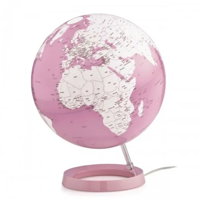 Globe terrestre lumineux design blanc et corail - ATMOSPHÈRE - Ø 30 cm - PMMA et polycarbonate - Intérieur-0