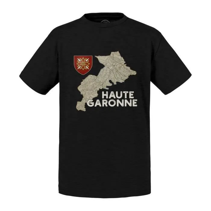 T-shirt Enfant Noir Haute-Garonne 31 Departement Toulouse Carte Ancienne Occitanie-0