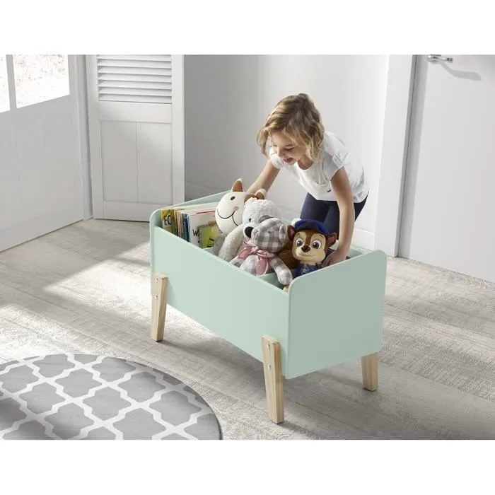 KIDDY Chambre enfant complète style scandinave en bois pin massif et MDF laqué vert menthe - l 90 x L 200 cm-1
