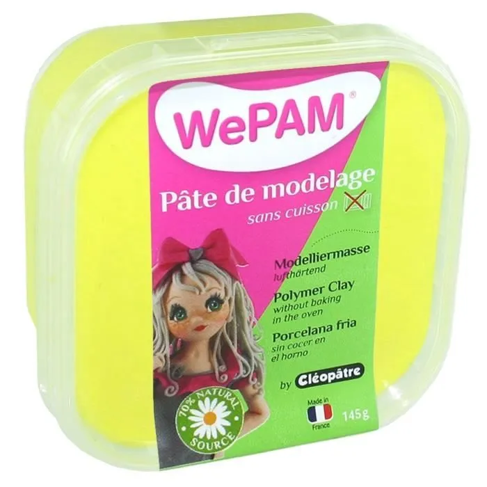 Porcelaine froide à modeler WePam 145 g - Jaune - Enfant - Souple et résistante
